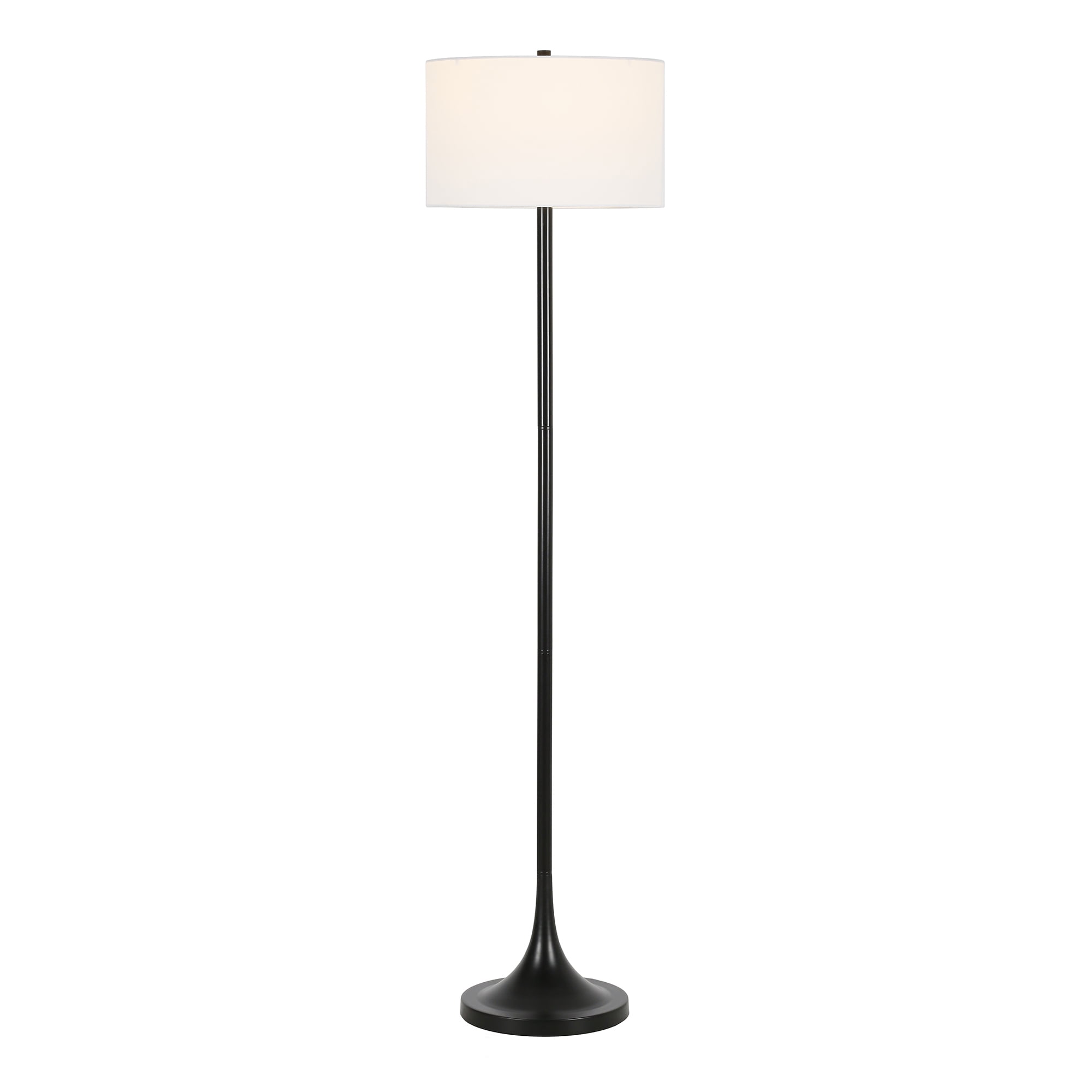 Evelyn&Zoe Josephine 62" Tall Floor Lamp with Fabric Shade, Blackened Bronze/White