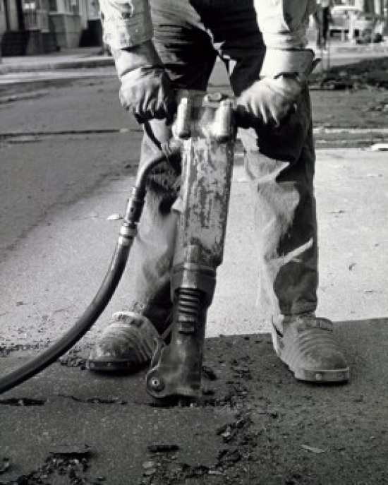 Detail of a worker using a jackhammer Poster Print (18 x 24) Walmart