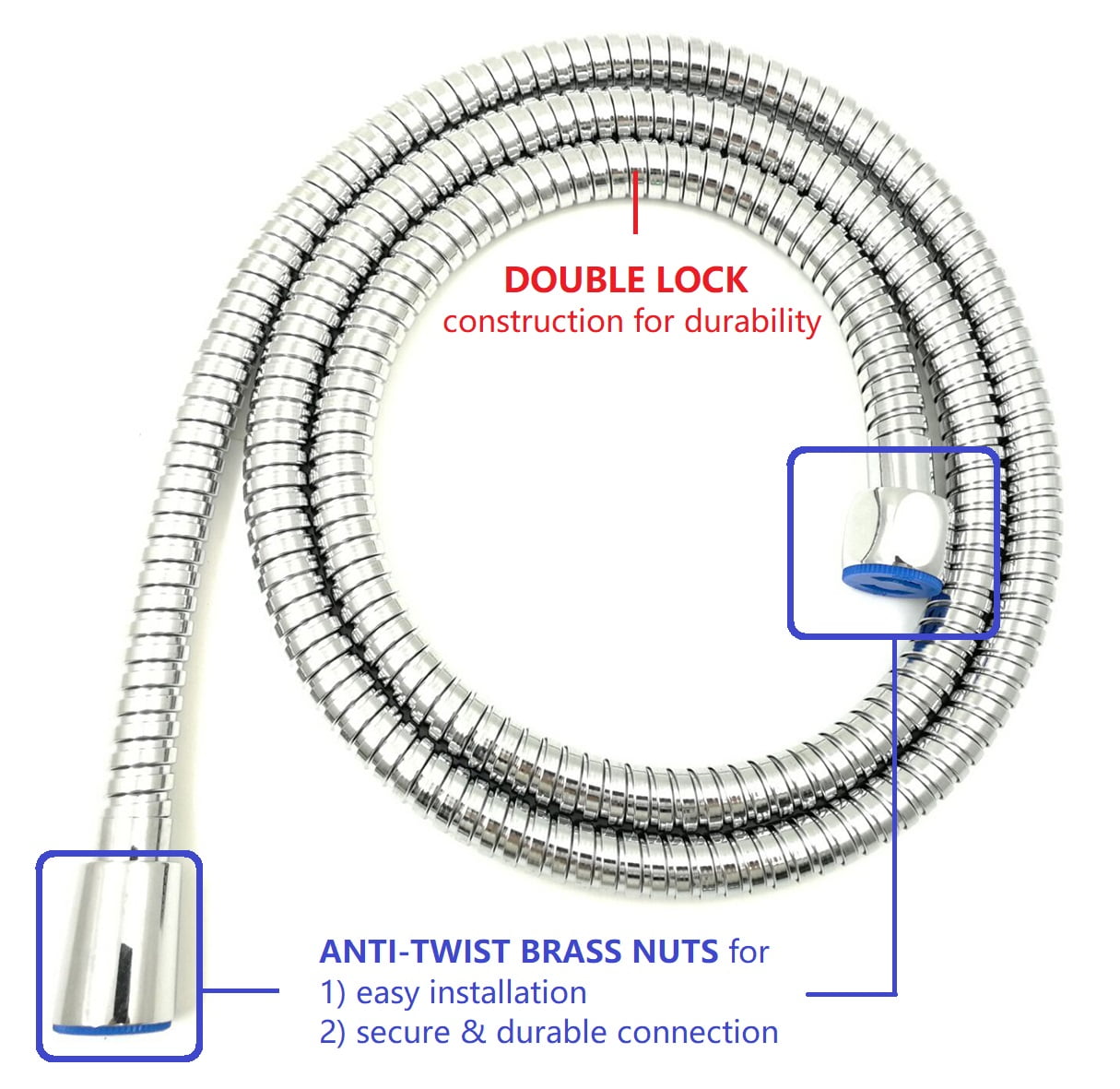Ana Bath Dual Shower Heads with TWO FLEXIBLE/BENDABLE SHOWER ARM EXTENSIONS - 7" 2-in-1 Rainfall Shower + 10-Spray Settings Hand Showerhead w/Power Jet Clean and Pause Mode (Chrome)