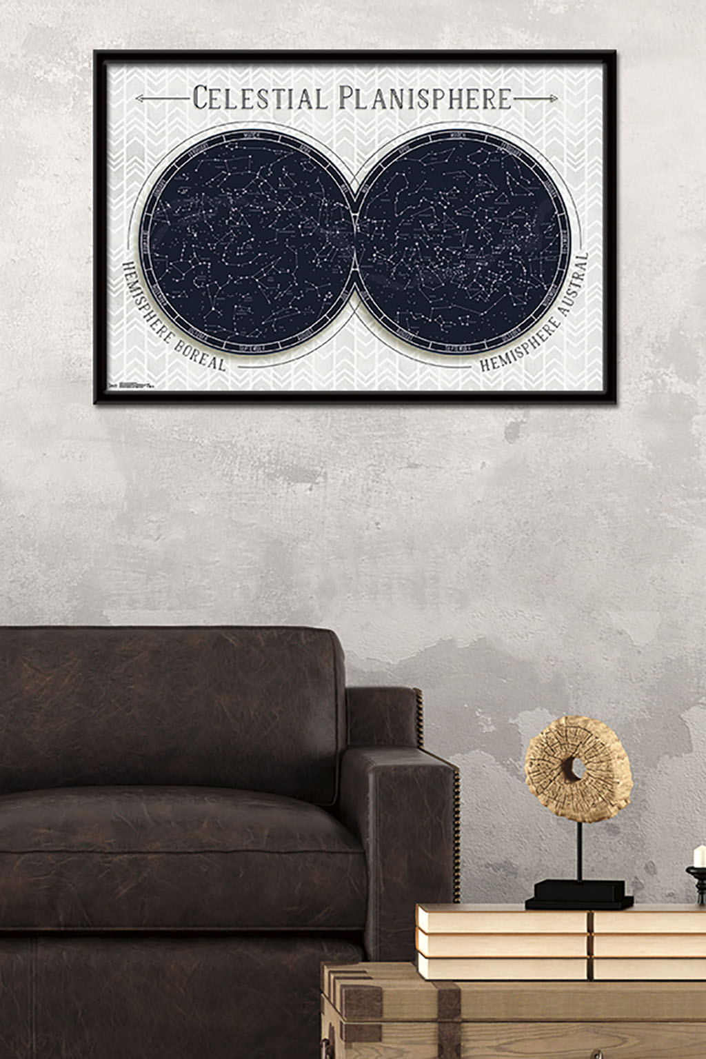 Celestial Planisphere Wall Poster, 22.375" x 34", Framed