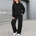 thumbnail image 2 of JIAYUE Girls Outfits Solid Color Long Sleeve Pocket Hoodies And Elastic Drawstring Sweatpants 2 Piece Set For Outdoor Playing,3-4 Years, 2 of 5