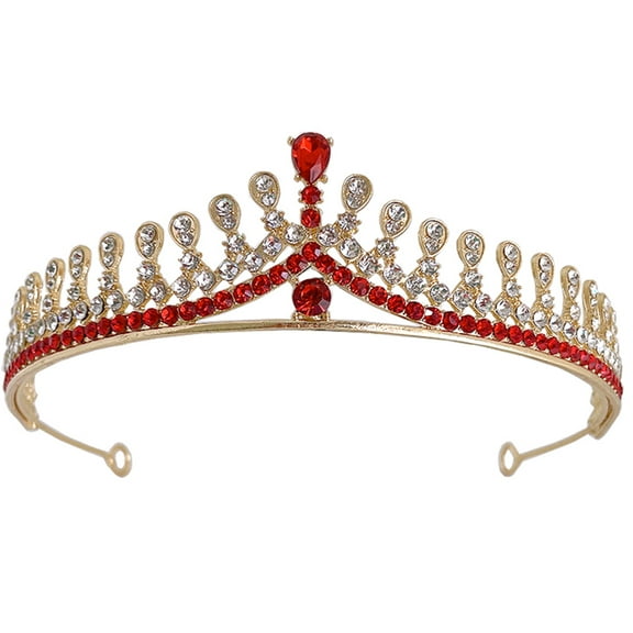 WRITWAA Rhinestone Bridal Red Metal Wedding Hair Jewelry for Bride Special Occasion Accessories