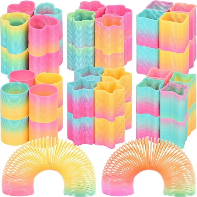 Bobina en espiral arcoíris, 24 piezas de resortes mágicos, juguetes de plástico arcoíris, mini juguetes de primavera para niñas, decoraciones y accesorios de fiesta para niños (24 piezas)