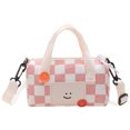 thumbnail image 1 of Bolso tipo cubo con diseño de tablero de ajedrez Monedero de lona estilo occidental, 1 of 6