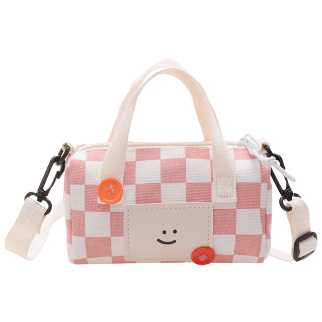 Bolso tipo cubo con diseño de tablero de ajedrez Monedero de lona estilo occidental