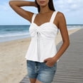 thumbnail image 4 of Miluxas Womens Summer Eyelet Embroidery Cami Top Sweetheart Neck Tie Front Peplum Hem Tank Top for Vacation Streetwear Daily White, 4 of 7