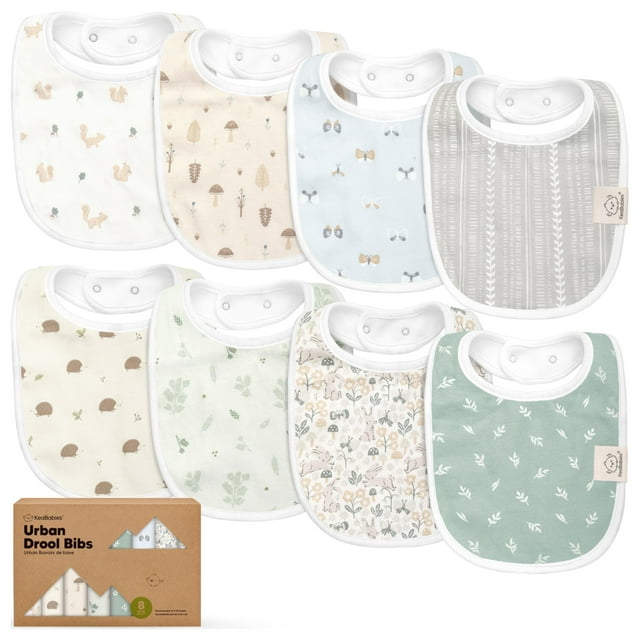 Paquete de 8 baberos orgánicos para bebés KeaBabies, suaves y absorbentes