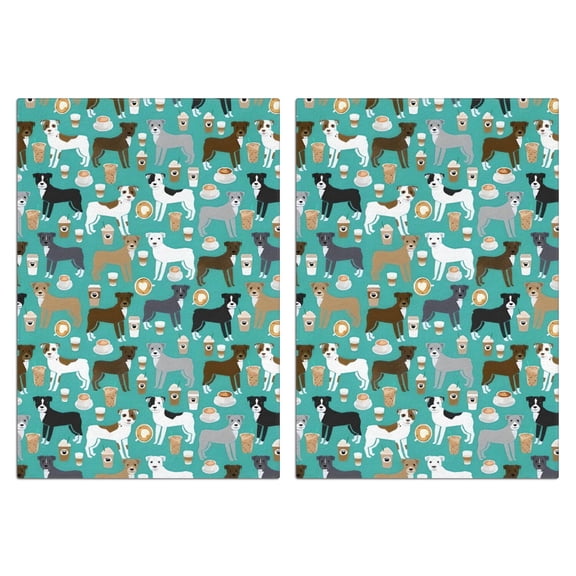 2 Pcs Funny Kitchen Towels,Cute Pitbull Terriers Dog and Coffee Microfiber Dish Towels,Kitchen Tea Towels,Kitchen Towel Set (18" X 26")