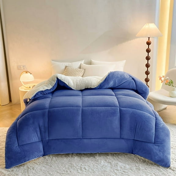 [Soft All Season Comforter] Thick and Soft All Season Comforter - 1 Set Quilted Ultra Breathable, Box Stitch Solid Color, Machine Washable Bedroom Warm Autumn And Winter Comforter