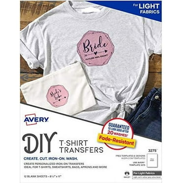 Avery Printable Fabric Sheets, 8.5" x 11", Inkjet Printer, 5 Iron On ...