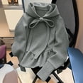 thumbnail image 5 of Njagoc3 Women's Bow Tie Front Sweatshirt Long Sleeve Pullover Top Ruched Waist Casual Hoodie with Pockets Trendy Fall Winter Outwear, 5 of 6