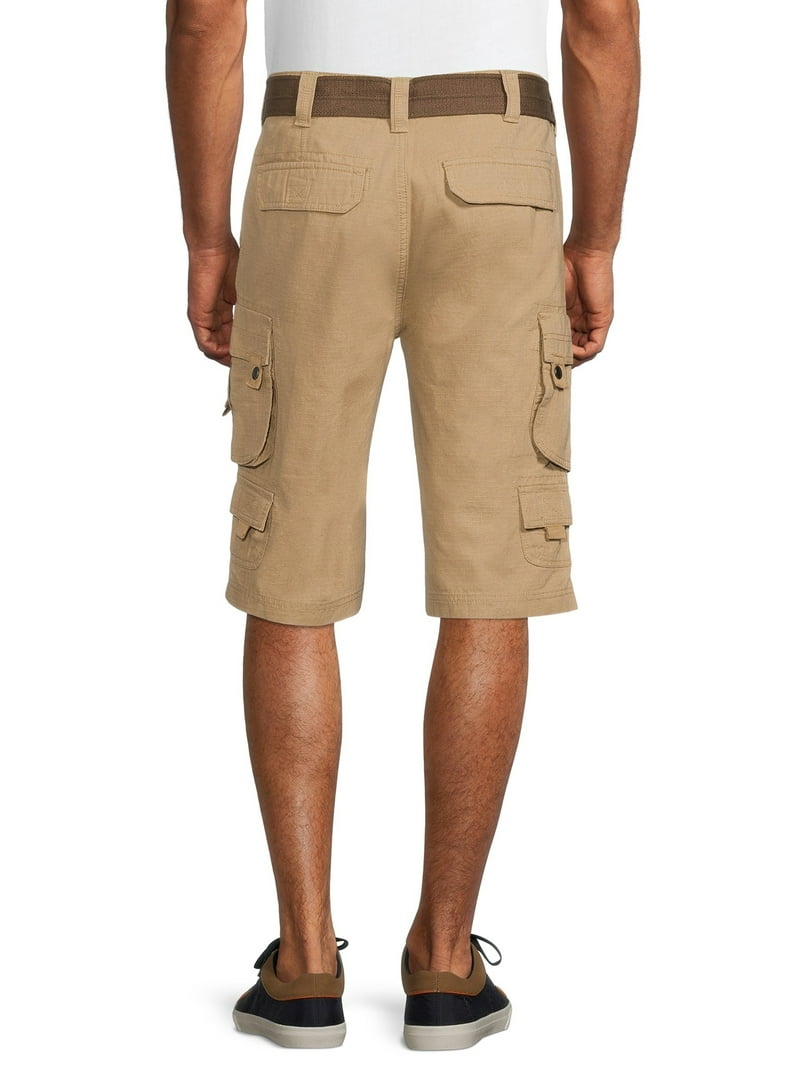 Lazer Mens Belted Ripstop Stacked Cargo Shorts, Waist Sizes
