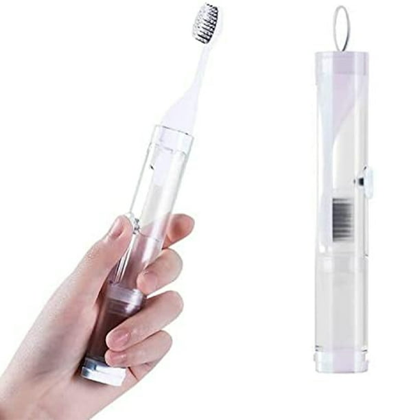 Travel Toothbrush with a Builtin Case for Toothpaste Folding Handle
