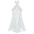 thumbnail image 5 of Sinleey Women Lyrical Dance Dress Sleeveless Leotard Dress Halter Neck Flowy Dress Contemporary White M, 5 of 7
