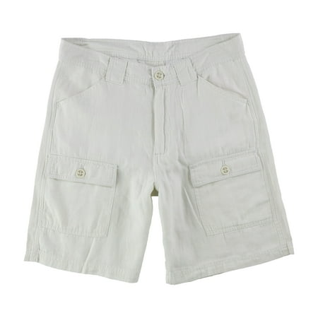Tasso Elba Mens Linen-Blend Casual Cargo Shorts, White, 30 | Walmart Canada