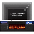 thumbnail image 2 of BOSSIN Fireplace TV Stand with 36 inch Fireplace Up to 80" TVs,LED Light Entertainment Center and Storage, 70" Modern Wood Media TV Console with Highlight Cabinet for Living Room, 2 of 8