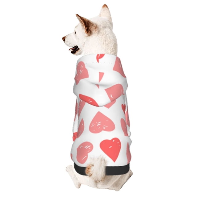 Fotbe Pink Hearts1 Sudadera con Estampado para Perros Pequeños – Suéter con Capucha para Mascotas, Tela Suave de Forro Polar con Bolsillo-Large