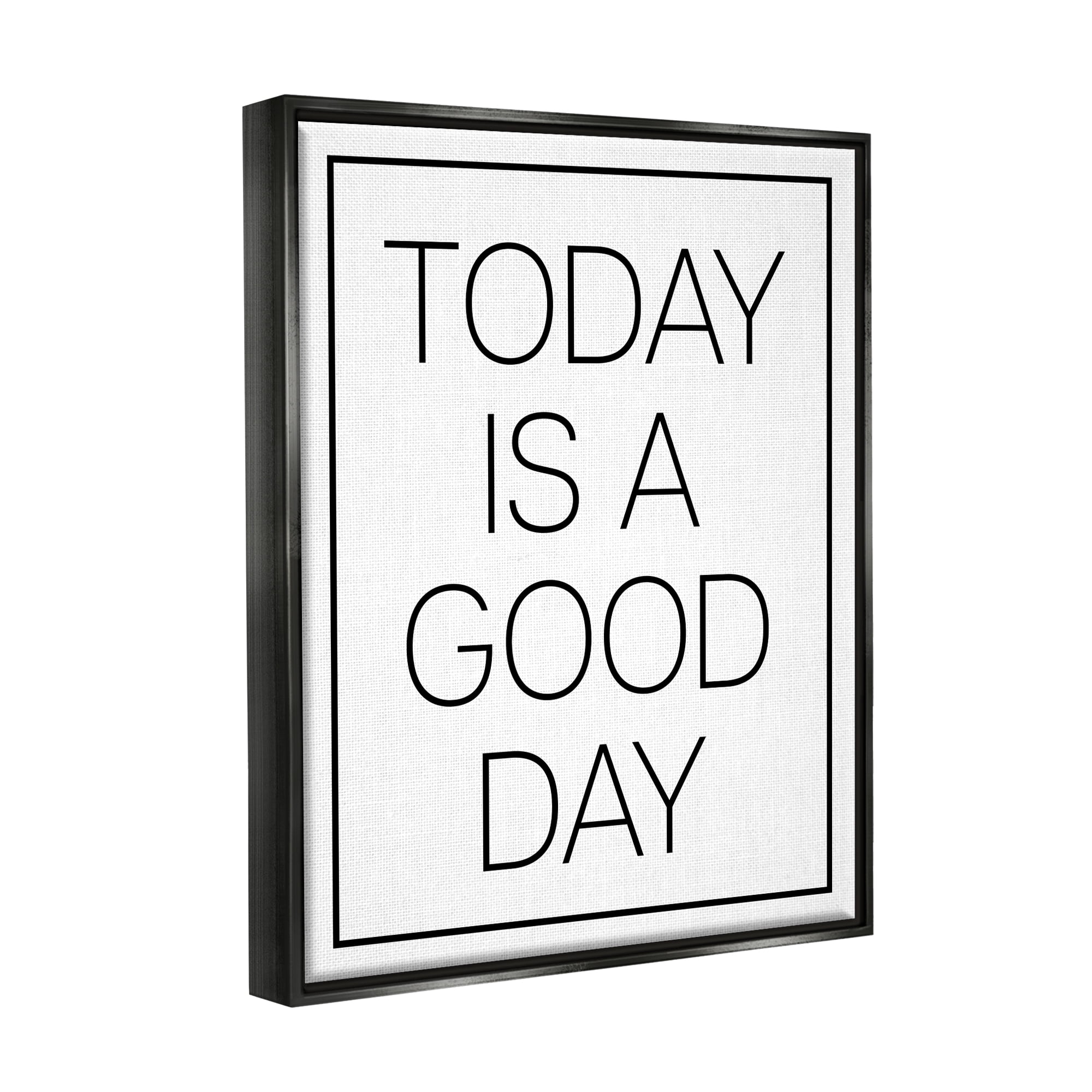 Stupell Industries Minimal Good Day Phrase Inspirational Painting Black Floater Framed Art Print Wall Art, 25 x 31