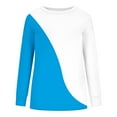 thumbnail image 5 of BLVB Womens Crewneck Sweatshirts Trendy Fall Long Sleeve Loose Pullover Dressy Casual Ladies Color Block Blouse Blue A4, 5 of 6