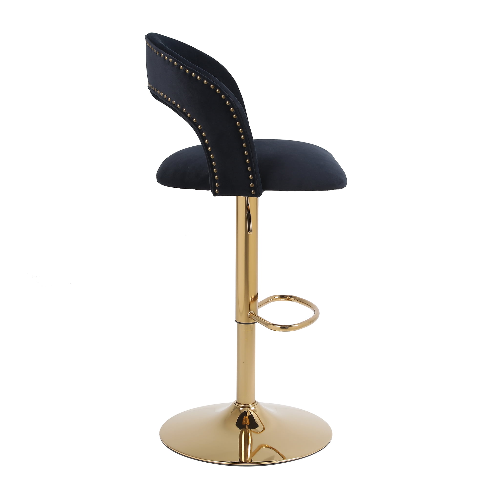 YYAo Swivel Bar Stools Chair Set of 2, Modern Adjustable Counter Height Bar Stools, Velvet Upholstered Stool with Back& Footrest for Kitchen, Black YYAo Swivel Bar Stools Chair Set of 2, Modern Adjustable Counter Height Bar Stools, Velvet Upholstered Stool with Back& Footrest for Kitchen, Black