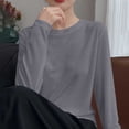 thumbnail image 3 of gbyLJF Womens Lightweight Long Sleeve Shirts Loose Comfy Crewneck Tops Casual Basic Fall T-Shirts, 3 of 5