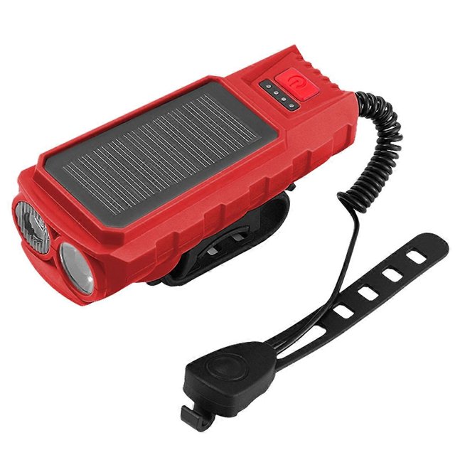 Bike Horn Headlight Solar/USB Dual Charging Bike Horn Light Red