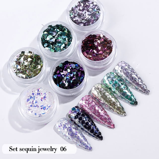FcBaudy Nail Powder Nail Art Sequins Nails Gold And Glitter Heart-shaped Patch Set Nail lacquer