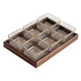 thumbnail image 1 of Bandeja de servir dividida reutilizable, decorativa, moderna, para aperitivos, centro de mesa. Borde dorado, 1 of 9