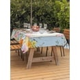 thumbnail image 2 of Easter Outdoor Tablecloth - 60x84 Inch Rectangle Dining Table Cover, Spring Watercolor Bunny Eggs Wood Grain Teal Blue Waterproof Outdoor Table Cloth with Umbrella Hole & Zipper for Picnic/Patio, 2 of 7
