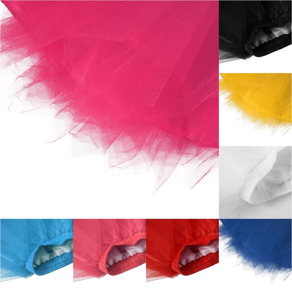 SUXIAN Toddler Skirts Solid Color Elastic Mesh Tutu Pettiskirt Fancy Dance Outfit For Kids Girls Skirts Hot Pink One Size