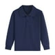 thumbnail image 2 of Ceisia Kids' Solid Color Long Sleeve Polo Shirt for Back-to-School & Casual Wear Navy 120 Gifts, 2 of 5