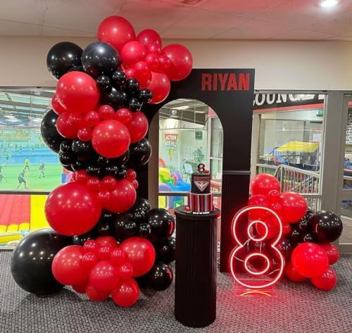 Red and Black Balloon Arch Kit, 140Pcs Different Sizes inch Black and Red Balloons and Confetti Party Balloon Garland Kit for Birthday, Wedding, Graduation, Anniversary, Prom Decorations