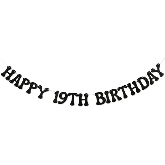 Happy 19th Birthday Banner - Bruh Bday Decor, Cheers to 19 Years, Awesome Since 2006 Sign, Funny 19th Birthday Party Decorations Black Glitter