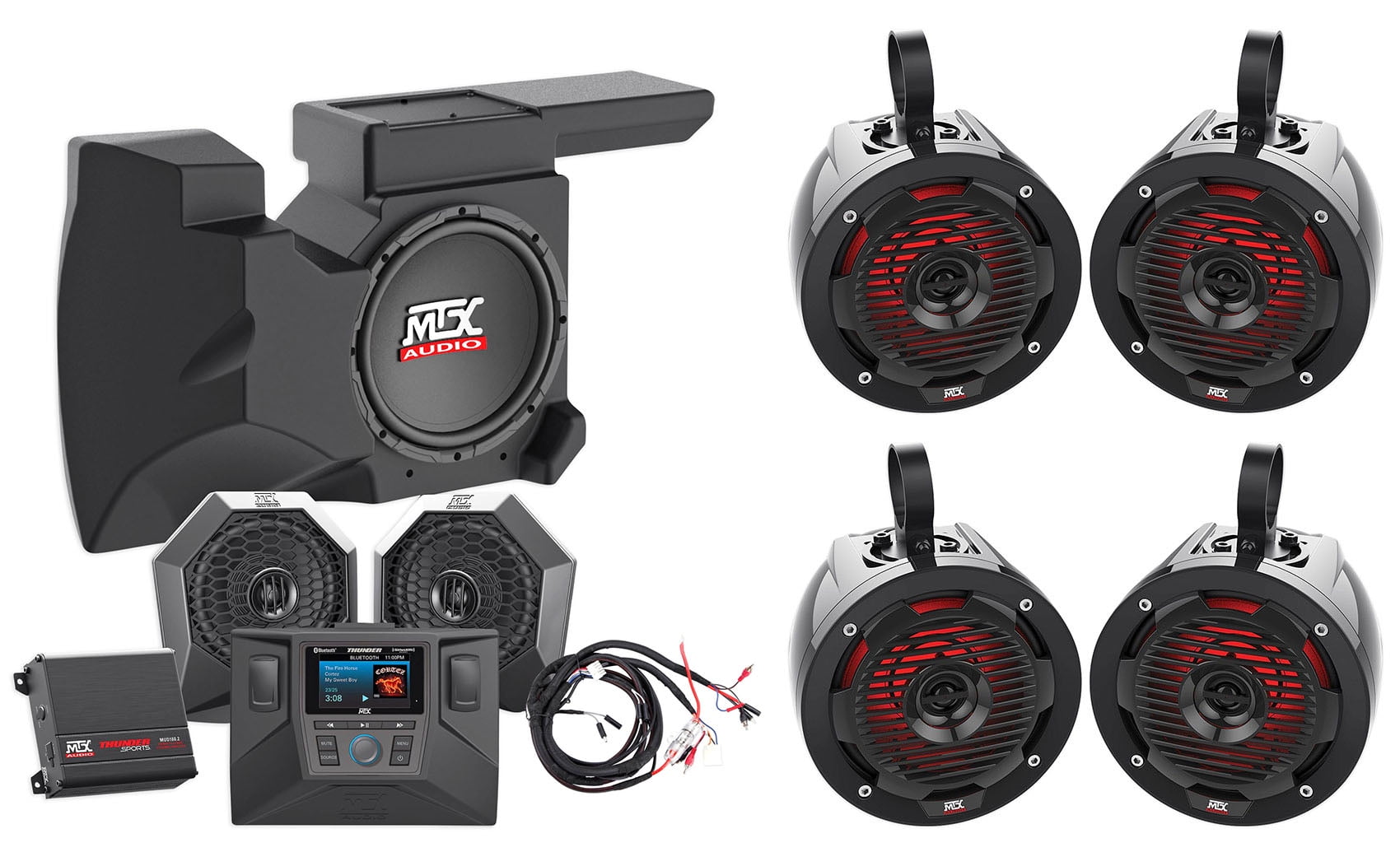 201418 Polaris RZR XP1000/900 (4) Tower Speakers+Pods+Amp+Receiver