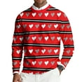 thumbnail image 2 of Domuza Valentines Sweater Men Cute Hearts Round Neck Long Sleeve Sweater Spring Fall Relaxed Fit Casual Ribbed Knit Pullover Pink M, 2 of 6