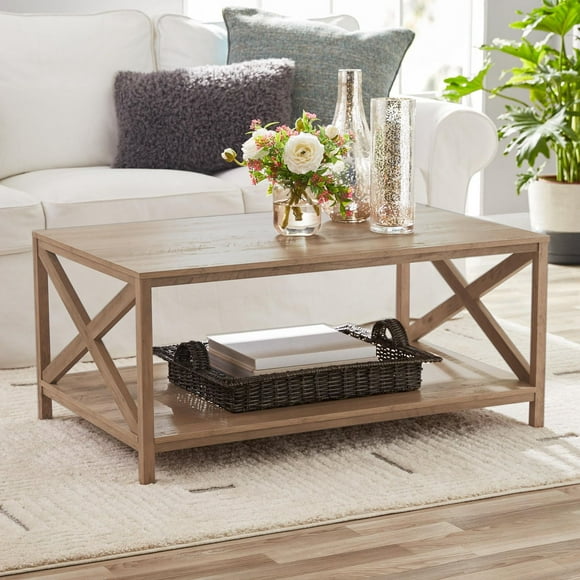 Mainstays Farmhouse Coffee Table, Rustic Weathered Oak