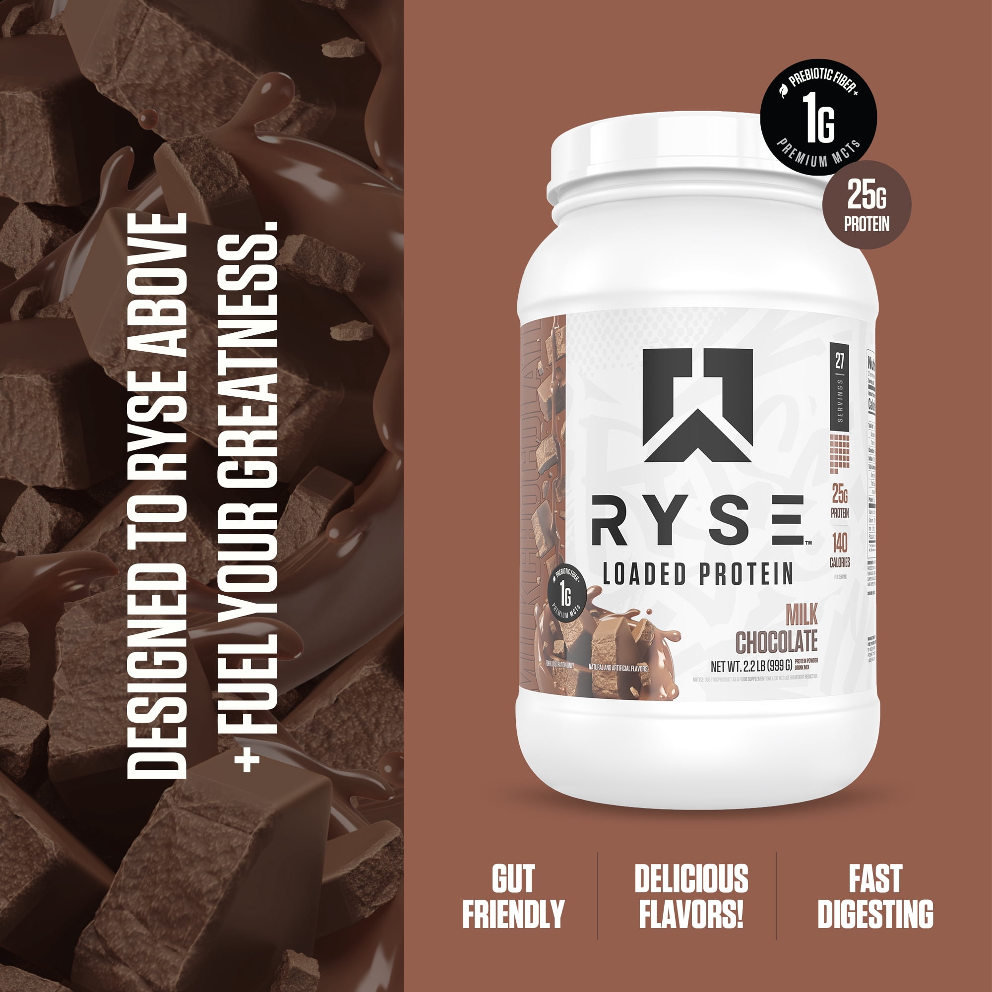 RYSE Loaded Protein Powder - Milk Chocolate - 27 Servings