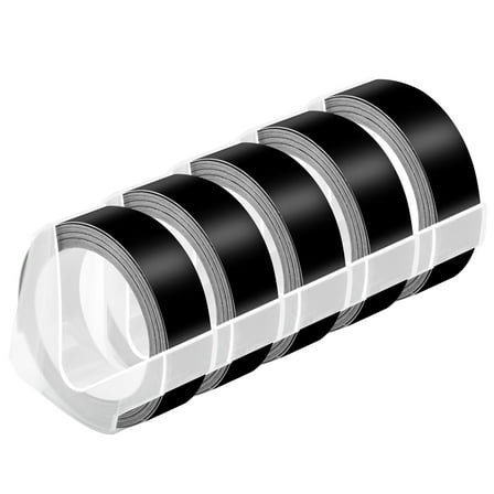 NineLeaf 5 Pack Compatible for Dymo 521209 3D Plastic Embossing Label 1/2'' x 9.8' White on Black Label Tape