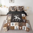 thumbnail image 3 of Homewish Western Cowboy Cowgirl Bedding Comforter Set 7 Pieces, Brown Buffalo Patchwork Full Bedding Set, Rustic Farmhouse Reversible Fitted Sheet Flat Sheet, Luxury Bedroom Decor, 3 of 8