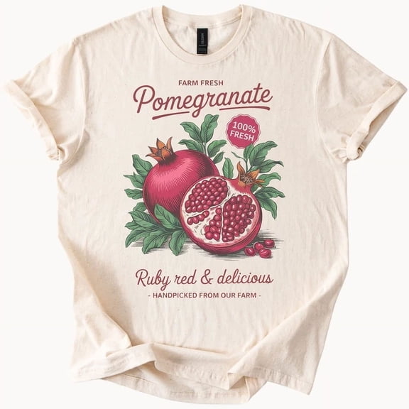 Hot Trending Pomegranate T Shirt Ruby Red Fruit Tee Graphic Top Design Preview Only