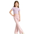 thumbnail image 2 of Angala Big Girls Yoga Pants Slim Fit Flared Leg Fall Casual Girls Dance Pants Size 9-10 Years Pink, 2 of 4