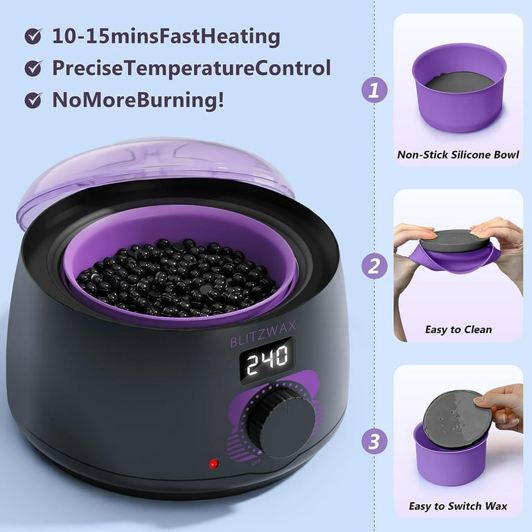 Saloniture Professional Home Waxing Kit And Wax Warmer Machine With Digital  Display For Hair Removal - Black With Black Lid : Target