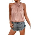 thumbnail image 2 of Txlixc Blusa Sin Mangas para Mujer, Color Sólido Patrón Único Amarrado Cuello Mock Tops Sueltos, Camisa Casual Estilo Simple Txlixc  Estilo de ocio, 2 of 7