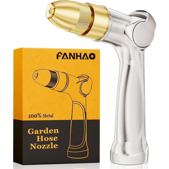 FANHAO Professional Heavy Duty Garden Hose Nozzle, Metal Thumb Control Watering Nozzle for Lawn