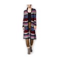 thumbnail image 1 of Planet Gold Womens Striped Hooded Cardigan Sweater, Multicoloured, Juniors, Large, 1 of 1