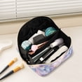 thumbnail image 2 of FORMRS Makeup Bag Travel Cosmetic Organizer for Women Fold Flat Zipper Pouch with Handle, Purple Marble Pattern, 2 of 8