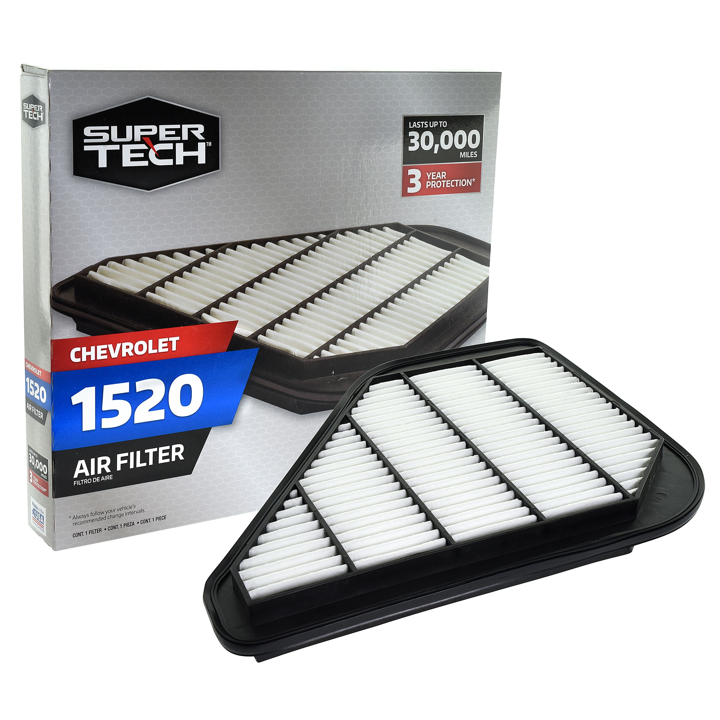 SuperTech 1520 Engine Air Filter, Replacement for GM and Chevrolet