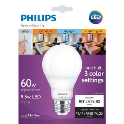 SceneSwitch LED Light Bulb, A19, Daylight/Soft White with Glow, WE - Walmart.com