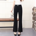 thumbnail image 3 of Pantalones Micro Acampanados Nuevos de Verano para Mujer Pantalones Delgados de Modal Negro Cintura Elástica Albaricoque Pantalones Casuales, 3 of 9