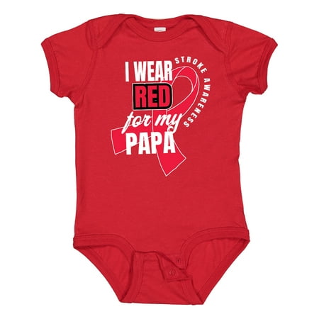 

Inktastic I Wear Red for My Papa Stroke Awareness Gift Baby Boy or Baby Girl Bodysuit